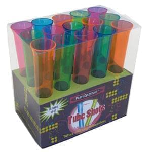 1.5oz Neon Tube Shot Box (15ct) - SKU:N1515 - UPC:098382615998 - Party Expo