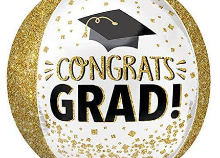 16" Congrats Grad Glitter Orbz Balloon - G6 - SKU:110813 - UPC:026635442275 - Party Expo