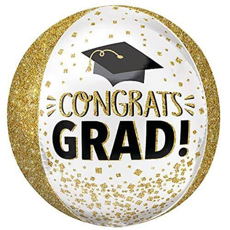 16" Congrats Grad Glitter Orbz Balloon - G6 - SKU:110813 - UPC:026635442275 - Party Expo