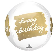16" Golden Birthday Orbz Balloon - SKU:114226 - UPC:026635453509 - Party Expo