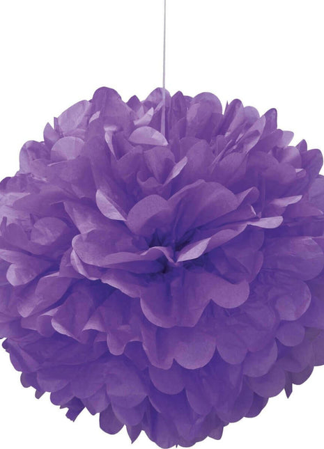 16" Hanging Tissue Pom Pom - Neon Purple - SKU:63199 - UPC:011179631995 - Party Expo