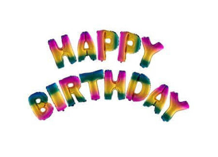 16" Happy Birthday Mylar Balloon Banner - Rainbow - SKU:85502 - UPC:8712364855029 - Party Expo