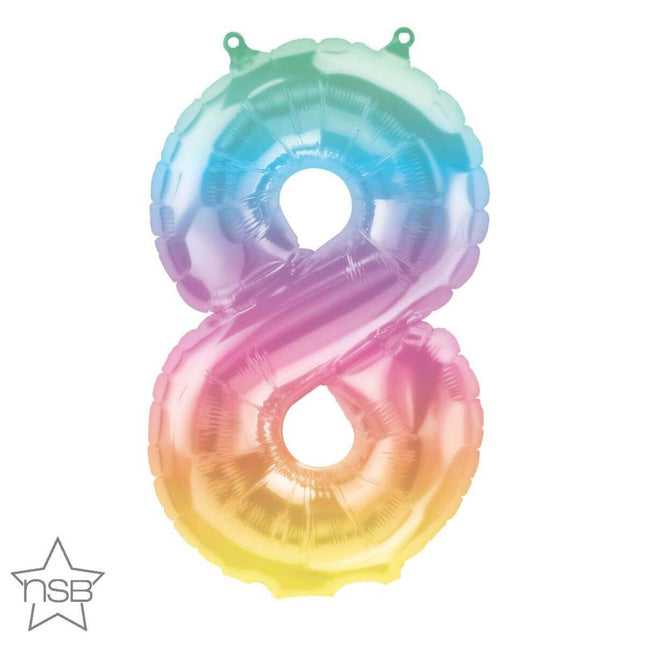 16" Jelli Ombre Number '8' Mylar Balloon - SKU: - UPC:071444862684 - Party Expo
