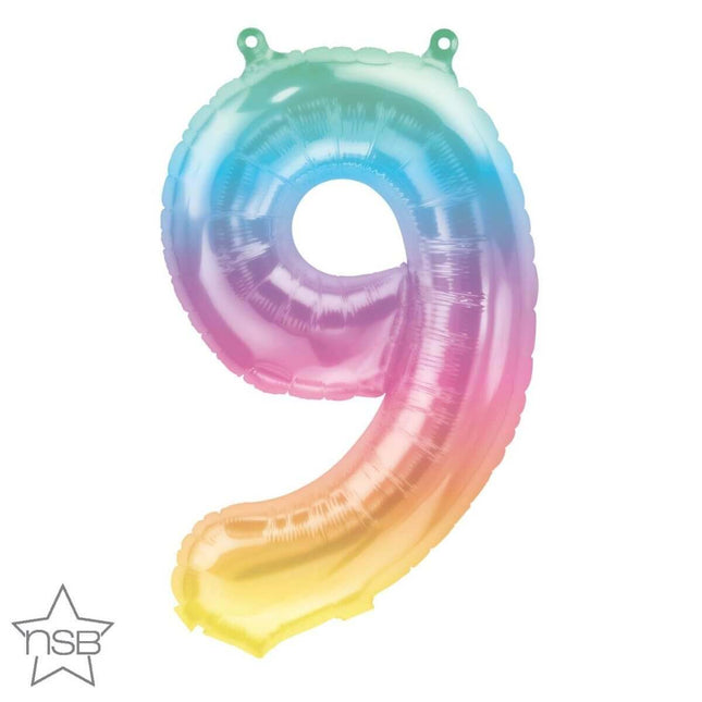 16" Jelli Ombre Number '9' Mylar Balloon - SKU: - UPC:071444862691 - Party Expo