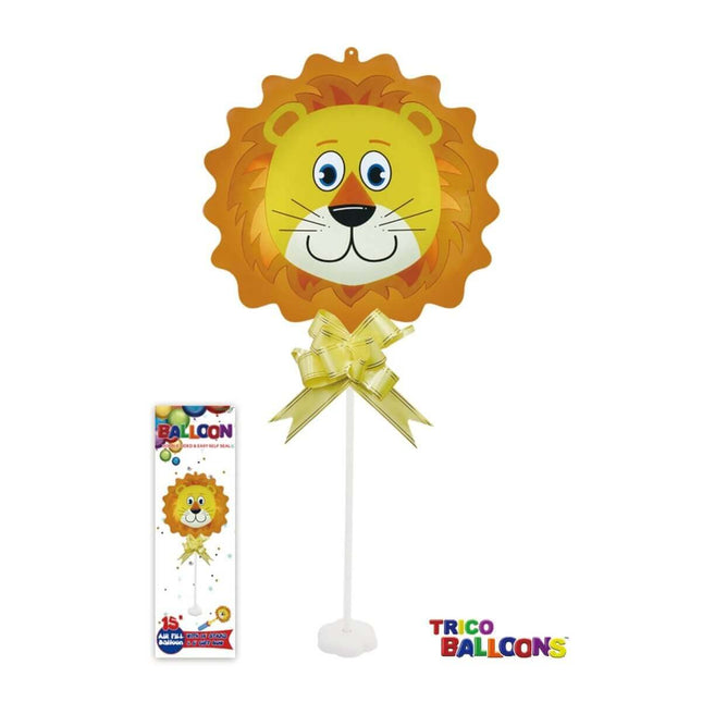 16" Lion Head Mylar Balloon Centerpiece with Stand - SKU:BP2119 - UPC:814364020839 - Party Expo
