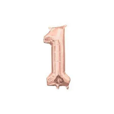 Anagram - 16" Number '1' Mylar Balloon - Rose Gold (Air-Filled) Party Expo  
