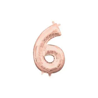 Anagram - 16" Number '6' Mylar Balloon - Rose Gold (Air-Filled) Party Expo  