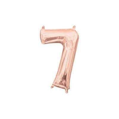 Anagram - 16" Number '7' Mylar Balloon - Rose Gold (Air-Filled) - SKU:93122 - UPC:026635374927 - Party Expo