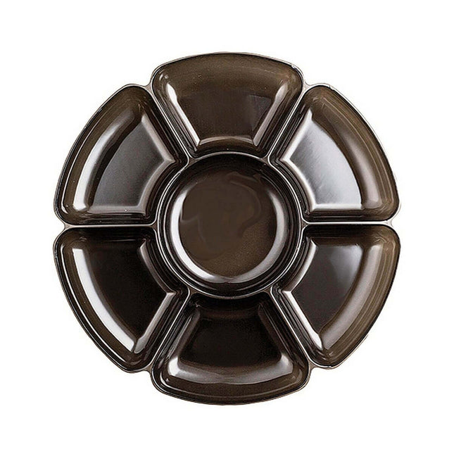16" Round 7 Sectional Tray Black - SKU:N16617 - UPC:098382216195 - Party Expo