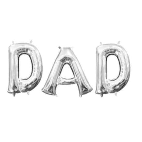 16" Silver DAD Mylar Balloon - SKU:QX-317-16DADS - UPC:672713492924 - Party Expo