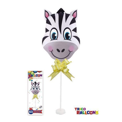 16" Zebra Head Mylar Balloon Centerpiece with Stand - SKU:BP2118* - UPC:810057954016 - Party Expo