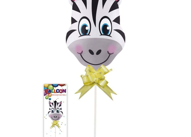 16" Zebra Head Mylar Balloon Centerpiece with Stand - SKU:BP2118 - UPC:814364020839 - Party Expo