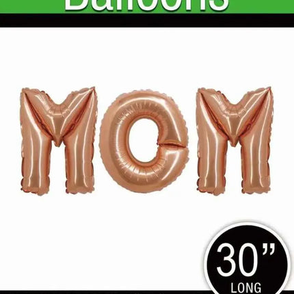 16" Letter Set "MOM" Mylar Balloon - Rose Gold Party Expo  