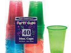 16oz Assorted Neon 40ct Soft Plastic Cups - SKU:N164060 - UPC:098382616919 - Party Expo
