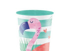 16oz Flamingo Striped Party Cups - Green & White - SKU:332433 - UPC:039938511395 - Party Expo
