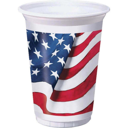 16oz Freedoms Flag Plastic Cups - SKU:328361 - UPC:039938463441 - Party Expo