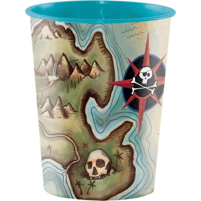 Pirates Map Plastic Cup - SKU:015969- - UPC:039938237424 - Party Expo