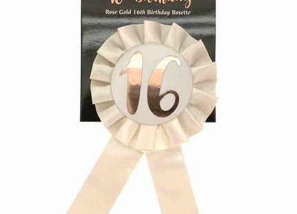 16th Rosette Badge - Rose Gold - SKU: - UPC:760497010899 - Party Expo