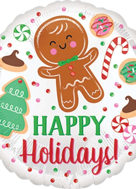 17" Happy Holiday Cookie for Christmas Mylar Balloon #256 - SKU:36015 - UPC:026635360159 - Party Expo