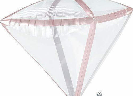 Anagram - 17" Clear Rose Gold Trim Diamondz Balloon #274 - SKU:4108299 - UPC:026635410823 - Party Expo