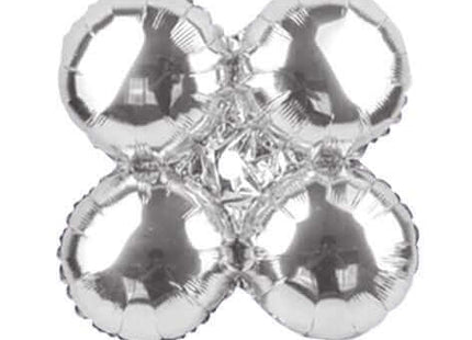 17" Silver Quad Mylar Balloon - SKU:QX-419--S - UPC:215428636346 - Party Expo