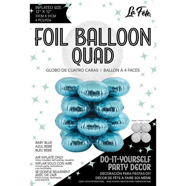 17" LaFete Quad Mylar Balloons - Baby Blue (4ct) Party Expo  