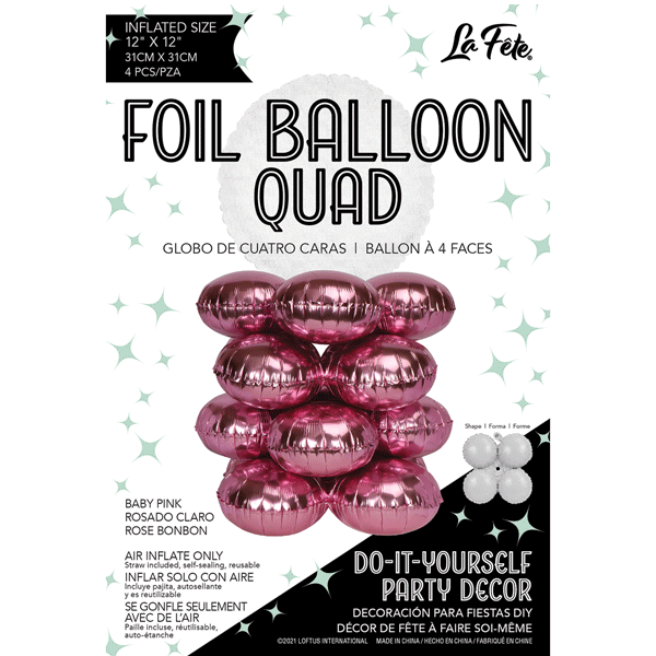 17" LaFete Quad Mylar Balloons - Baby Pink (4ct) Party Expo  
