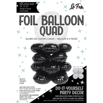 17" LaFete Quad Mylar Balloons - Black (4ct) Party Expo  