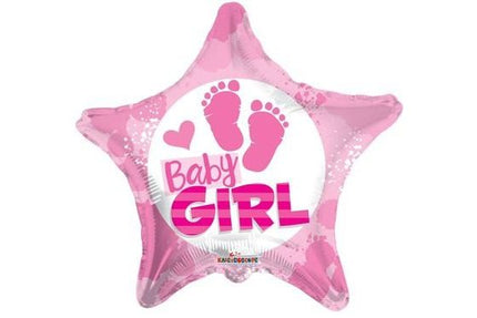 18" Baby Girl Footprints Mylar Balloon #49 - Party Expo