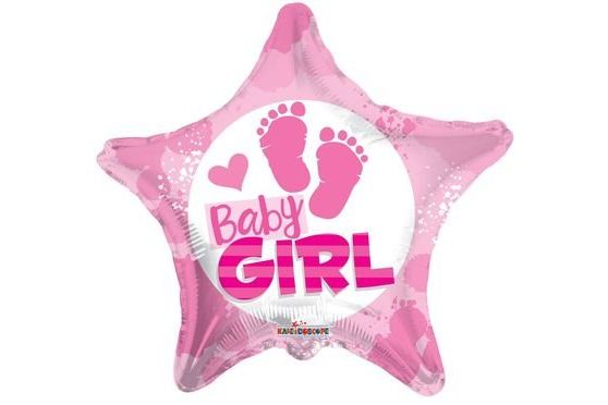 18" Baby Girl Footprints Mylar Balloon #49 - SKU:15379-18SP - UPC:681070106351 - Party Expo