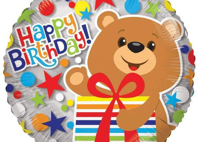 18" Bear with Presents Mylar Balloon #437 - SKU:15135-18SP - UPC:681070103794 - Party Expo