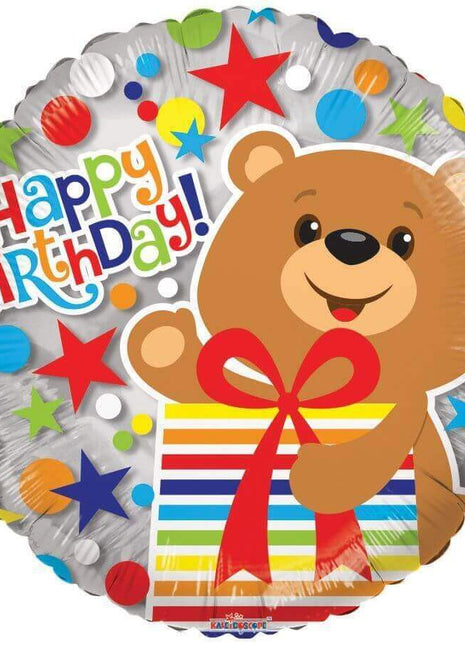 18" Bear with Presents Mylar Balloon #437 - SKU:15135-18SP - UPC:681070103794 - Party Expo