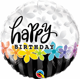 Qualatex - 18" Birthday Band Of Flowers Mylar Balloon #90 - SKU:85665 - UPC:071444491945 - Party Expo