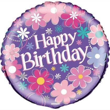 18" Birthday Blossom Mylar Balloon #87 - SKU:40287 - UPC:011179402861 - Party Expo