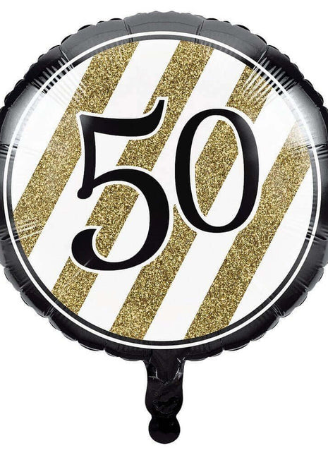 18" Black & Gold 50 Mylar Balloon #415 - SKU:318104 - UPC:039938340544 - Party Expo