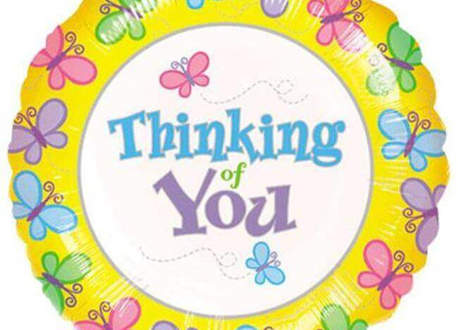 18" Butterfly Think of You Mylar Balloon - SKU:48358 - UPC:026635073110 - Party Expo