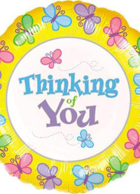 18" Butterfly Think of You Mylar Balloon - SKU:48358 - UPC:026635073110 - Party Expo