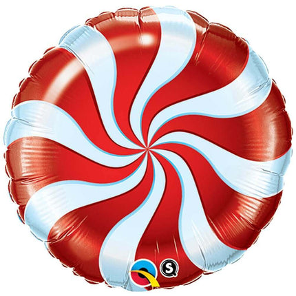 18" Candy Swirl Red Mylar Balloon - SKU:53309 - UPC:071444318570 - Party Expo