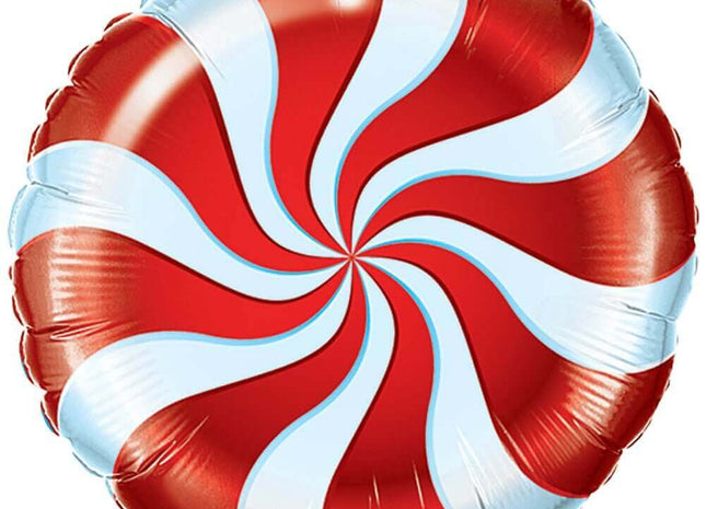 18" Candy Swirl Red Mylar Balloon - SKU:53309 - UPC:071444318570 - Party Expo