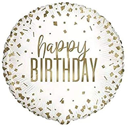 18" Confetti Birthday Mylar Balloon - Gold #282 - SKU:78446 - UPC:011179784462 - Party Expo