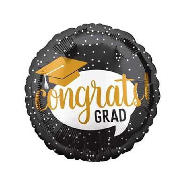 18" Congrats Grad Bubble Mylar Balloon - SKU:90071** - UPC:026635373043 - Party Expo