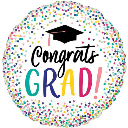 18" Congratulations Grad Confetti Themed Mylar Balloons - SKU:95898 - UPC:026635395663 - Party Expo