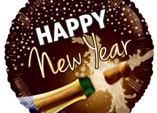 18" Cork Poppin' Happy New Year Mylar Balloon - SKU:891003 - UPC:681070891226 - Party Expo