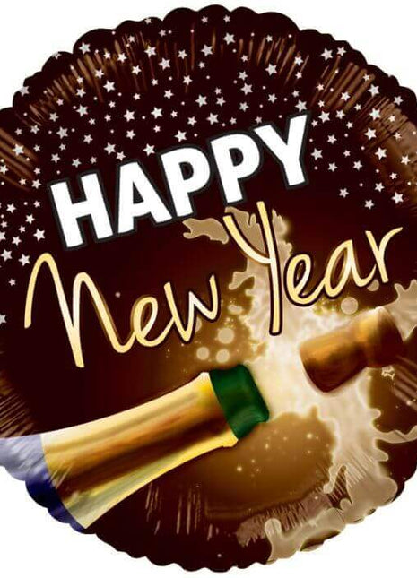 18" Cork Poppin' Happy New Year Mylar Balloon - SKU:891003 - UPC:681070891226 - Party Expo