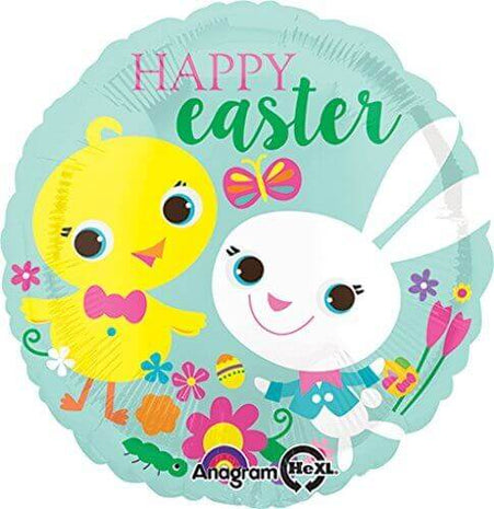 18" Easter Playful Chick and Bunny Mylar Balloon #303 - SKU:77297 - UPC:026635327862 - Party Expo