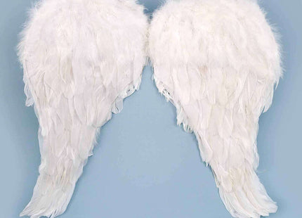 18" Feathered Angel Wings - White - SKU:LF-0289 - UPC:099996007520 - Party Expo