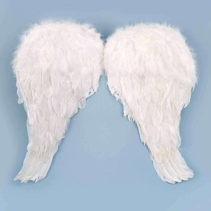 18" Feathered Angel Wings - White - SKU:LF-0289 - UPC:099996007520 - Party Expo