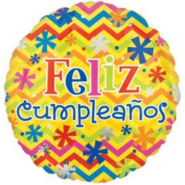 18" Feliz Cumpleanos Birthday Mylar Balloon #98 - SKU:63484 - UPC:026635278638 - Party Expo