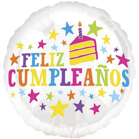 18" Feliz Cumpleanos Stars Mylar Balloon #80 - SKU:86338 - UPC:026635352345 - Party Expo