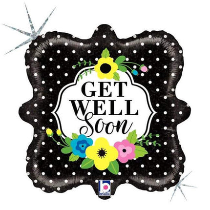 18" Flatoral Get Well Soon Holo Mylar Balloon #173 - Party Expo
